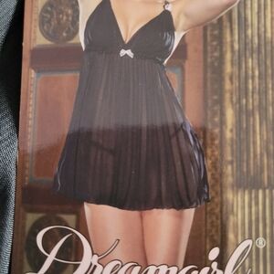 Dreamgirl Black Sheer Chemise with Bow Accent